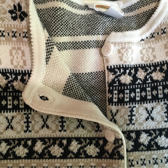 Talbots vintage knit sweater cardigan button up nordic medium - Picture 6 of 7